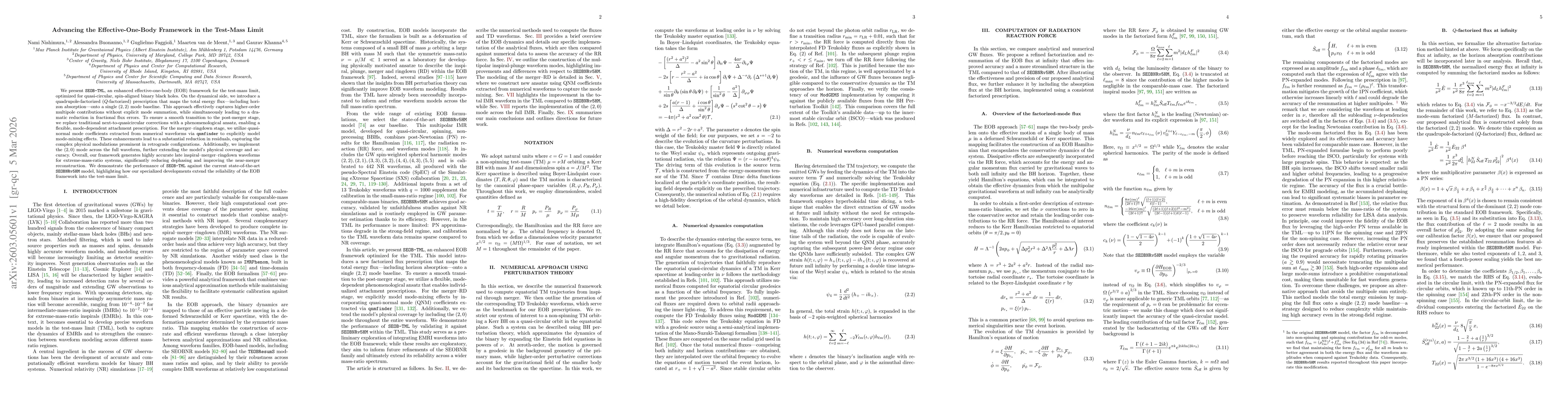 Thumbnail for Advancing the Effective-One-Body Framework in the Test-Mass Limit