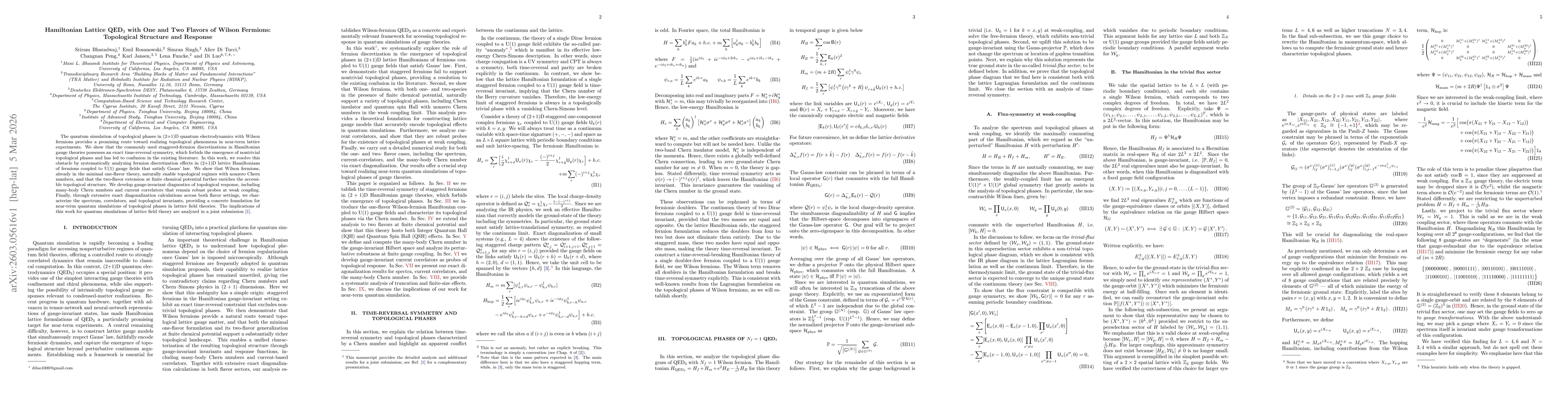 Thumbnail for Hamiltonian Lattice QED$_3$ with One and Two Flavors of Wilson Fermions: Topological Structure and Response