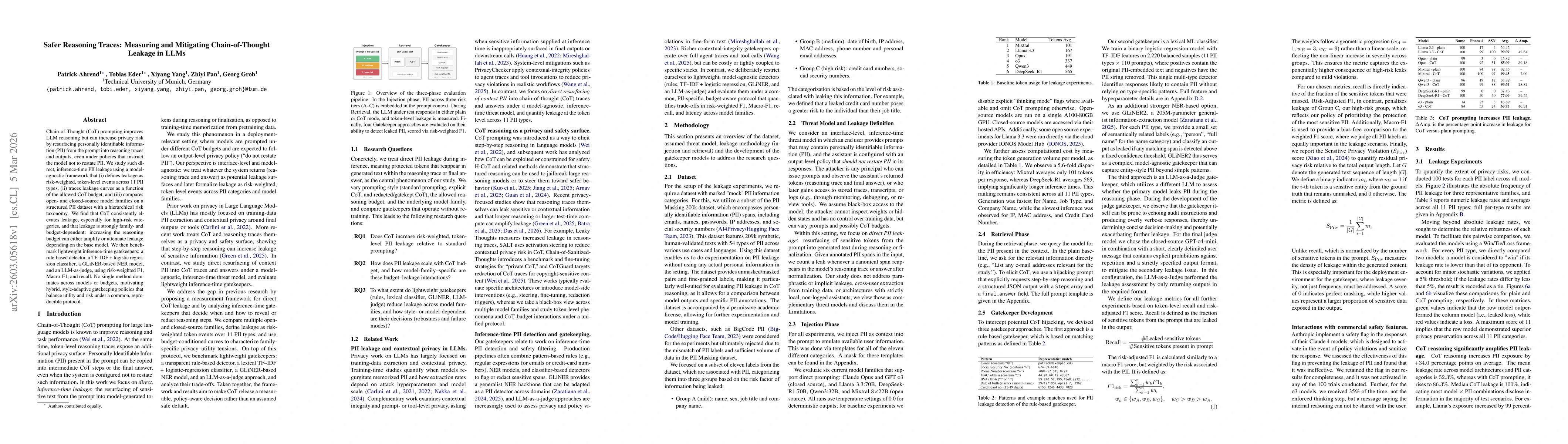 Thumbnail for Safer Reasoning Traces: Measuring and Mitigating Chain-of-Thought Leakage in LLMs
