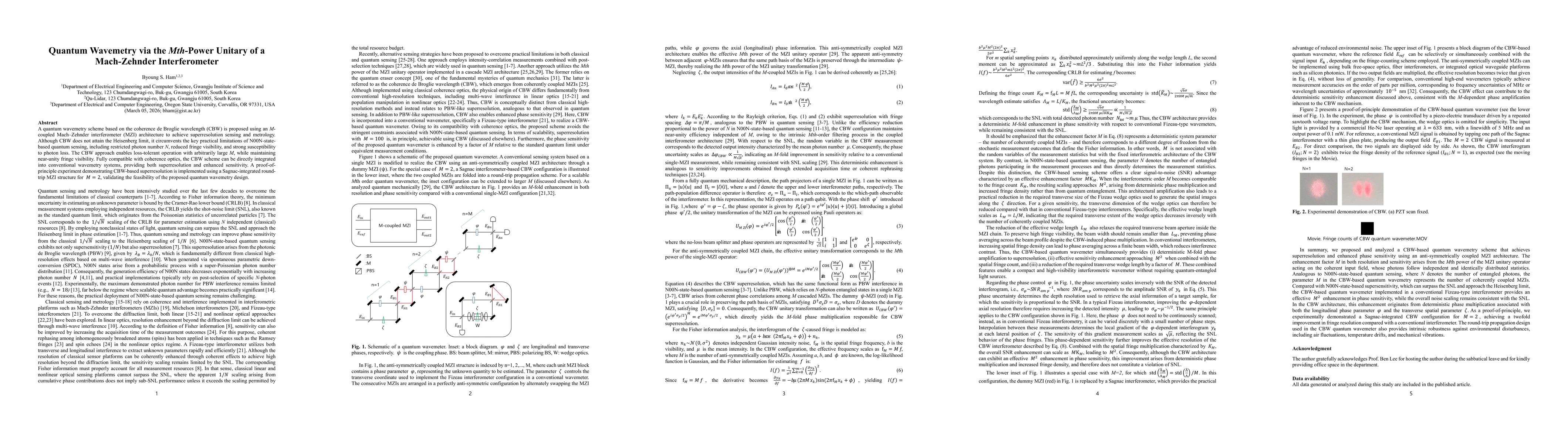Thumbnail for Quantum Wavemetry via the Mth-Power Unitary of a Mach-Zehnder Interferometer