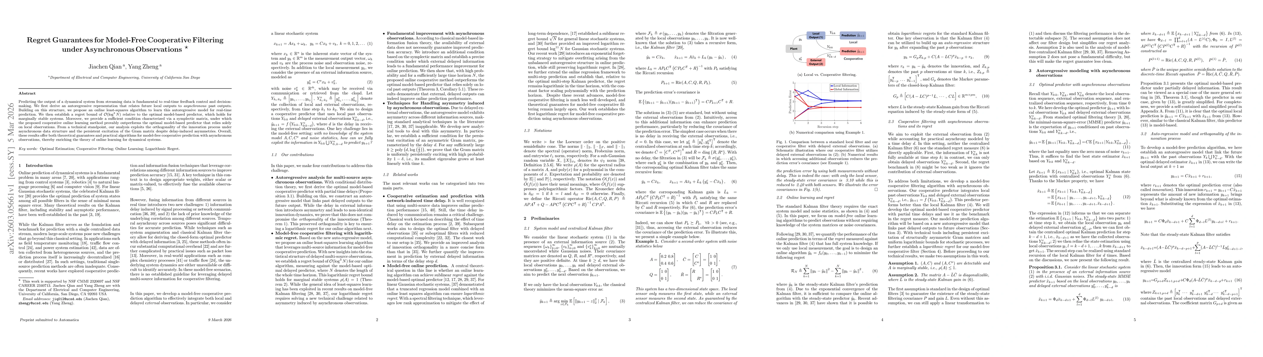 Thumbnail for Regret Guarantees for Model-Free Cooperative Filtering under Asynchronous Observations