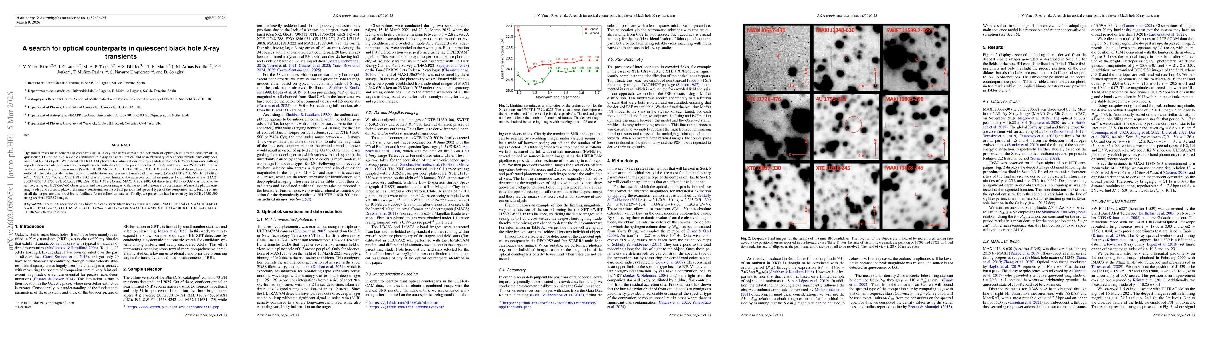Thumbnail for A search for optical counterparts in quiescent black hole X-ray transients