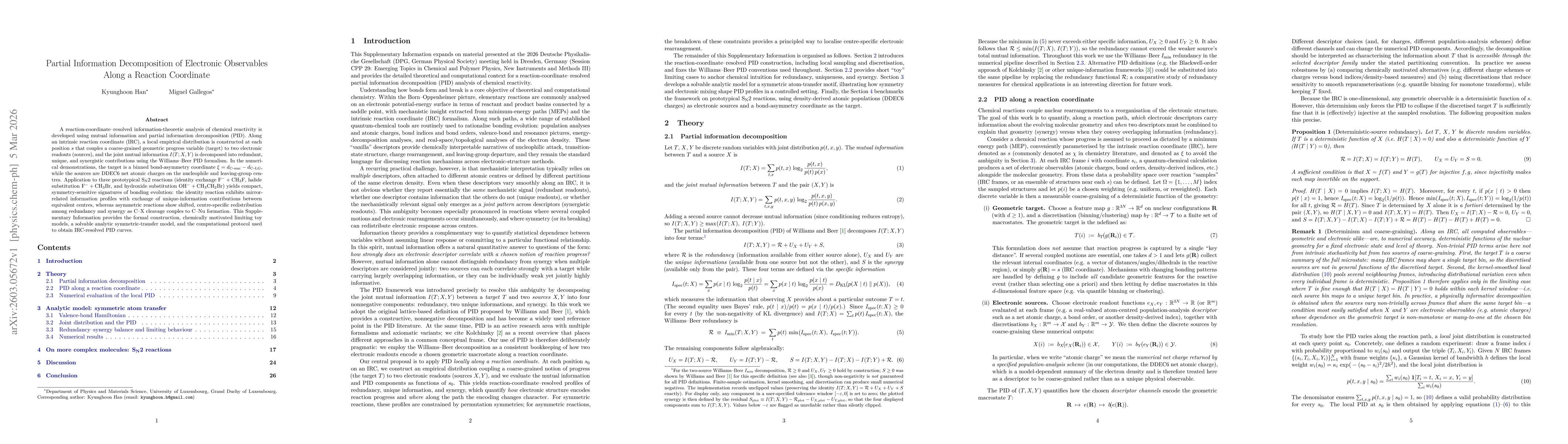 Thumbnail for Partial Information Decomposition of Electronic Observables Along a Reaction Coordinate