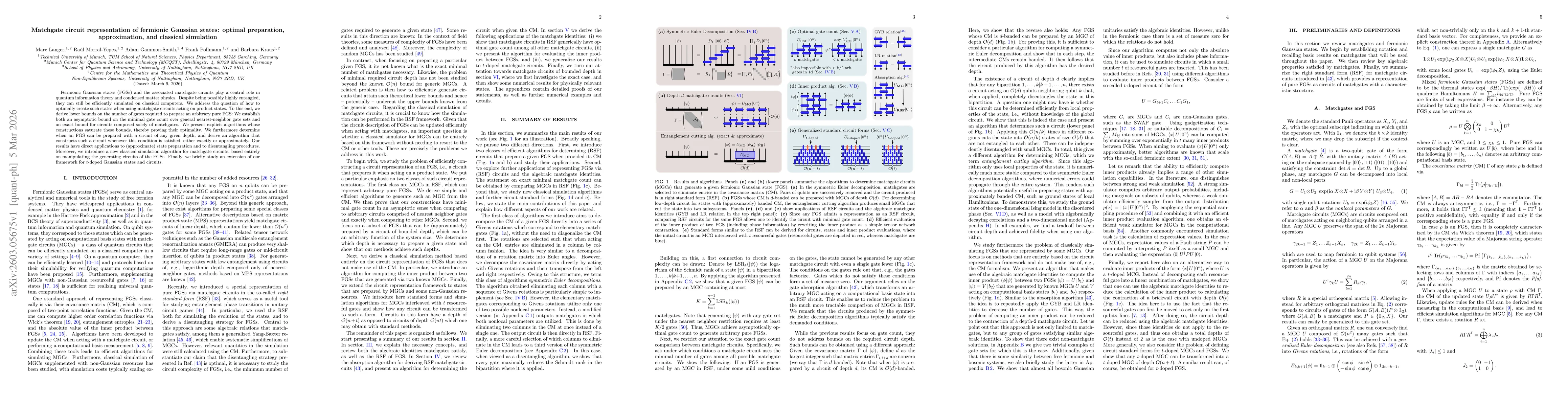 Thumbnail for Matchgate circuit representation of fermionic Gaussian states: optimal preparation, approximation, and classical simulation