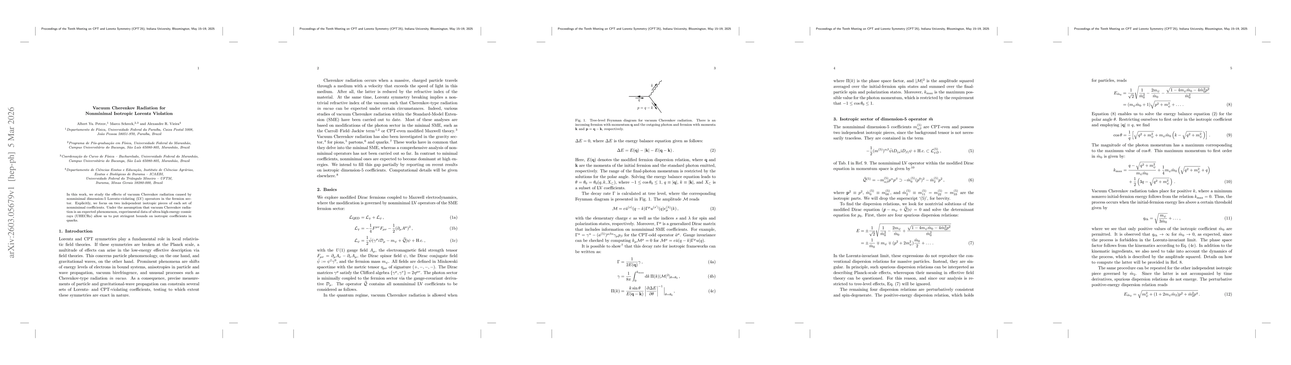 Thumbnail for Vacuum Cherenkov Radiation for Nonminimal Isotropic Lorentz Violation