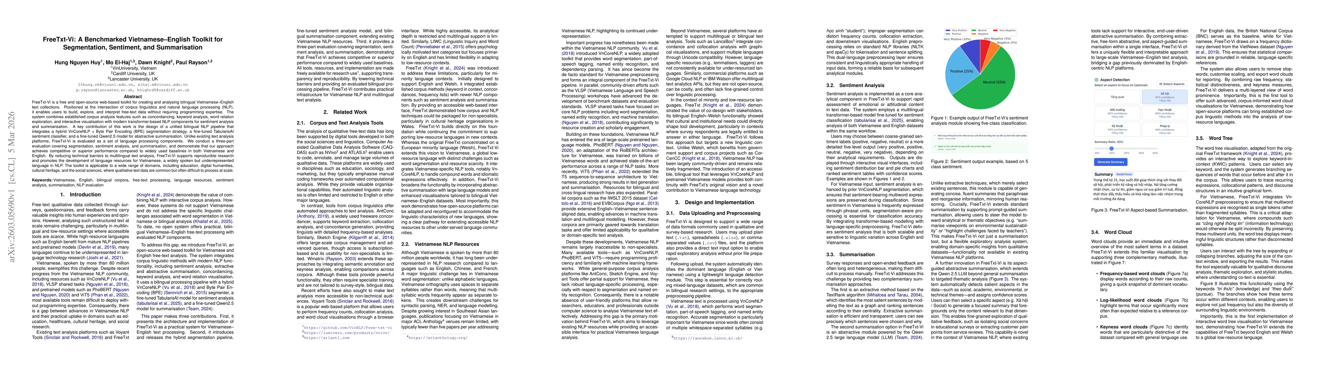 Thumbnail for FreeTxt-Vi: A Benchmarked Vietnamese-English Toolkit for Segmentation, Sentiment, and Summarisation