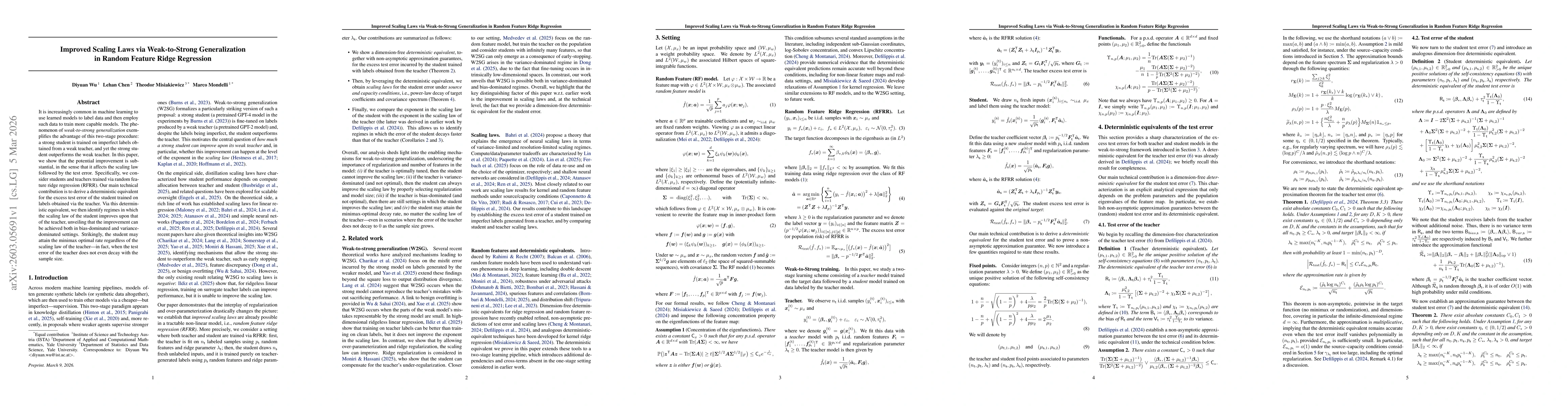Thumbnail for Improved Scaling Laws via Weak-to-Strong Generalization in Random Feature Ridge Regression