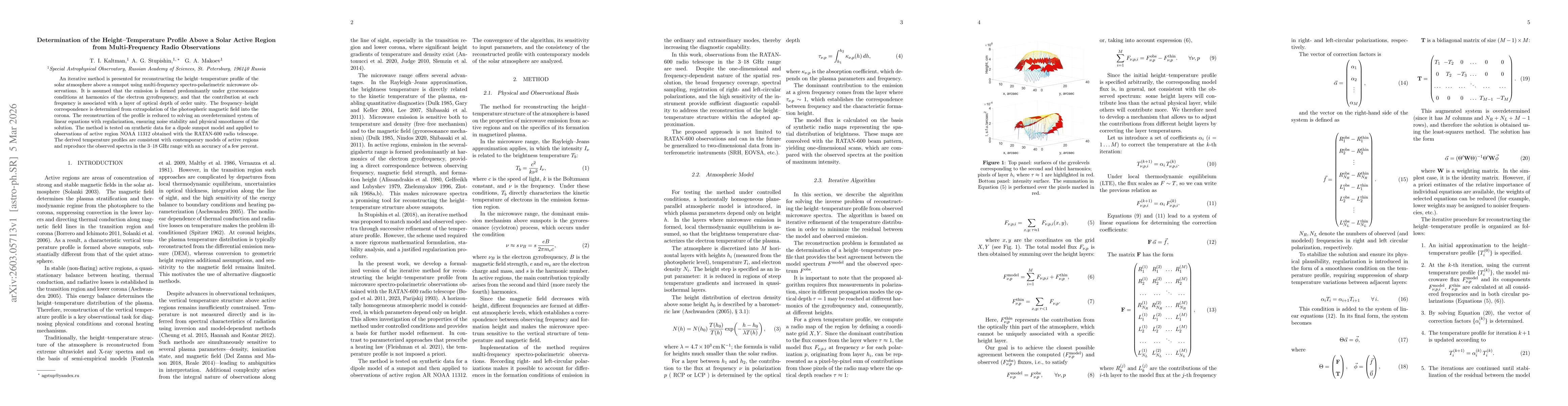 Thumbnail for Determination of the Height-Temperature Profile Above a Solar Active Region from Multi-Frequency Radio Observations