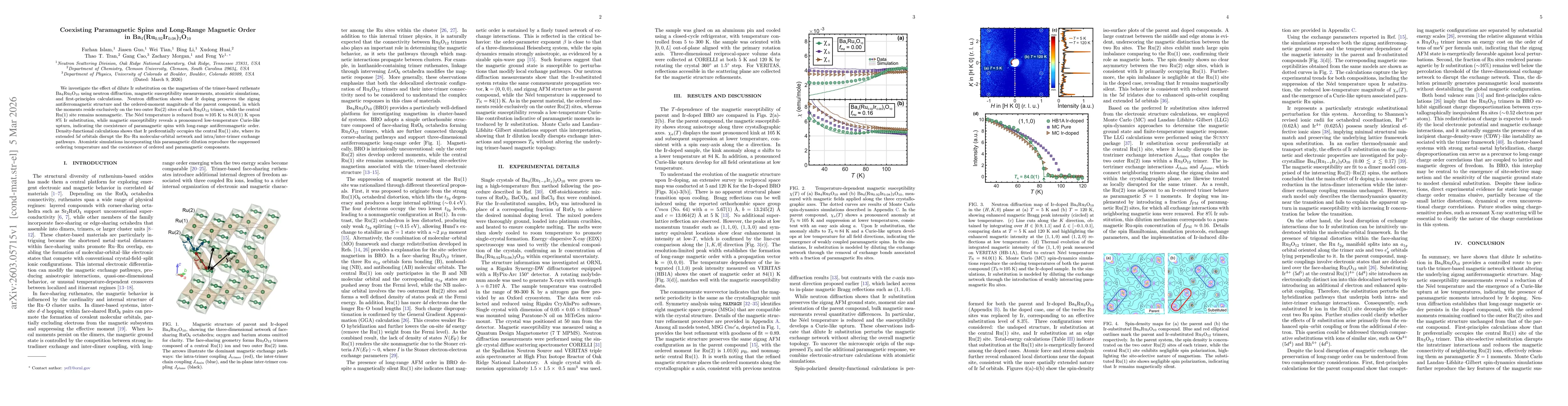 Thumbnail for Coexisting Paramagnetic Spins and Long-Range Magnetic Order in Ba$_4$(Ru$_{0.92}$Ir$_{0.08}$)$_3$O$_{10}$