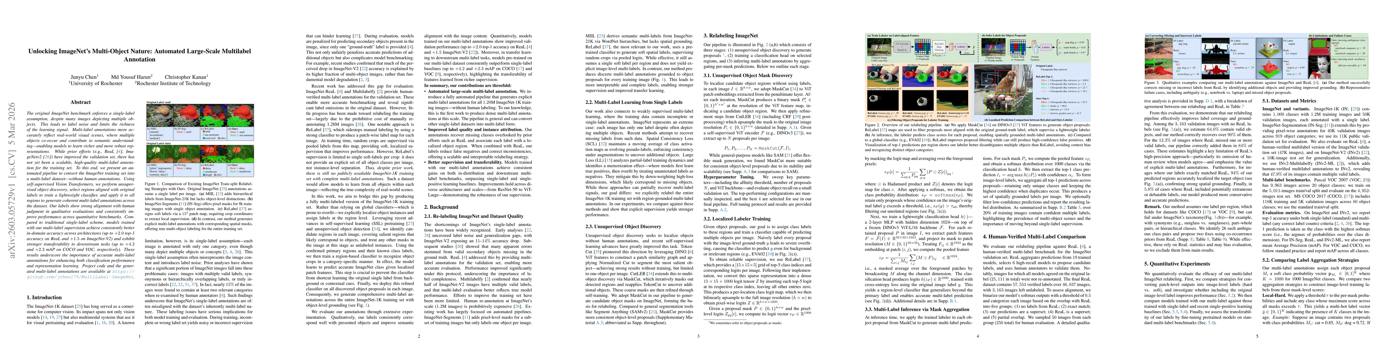 Thumbnail for Unlocking ImageNet's Multi-Object Nature: Automated Large-Scale Multilabel Annotation