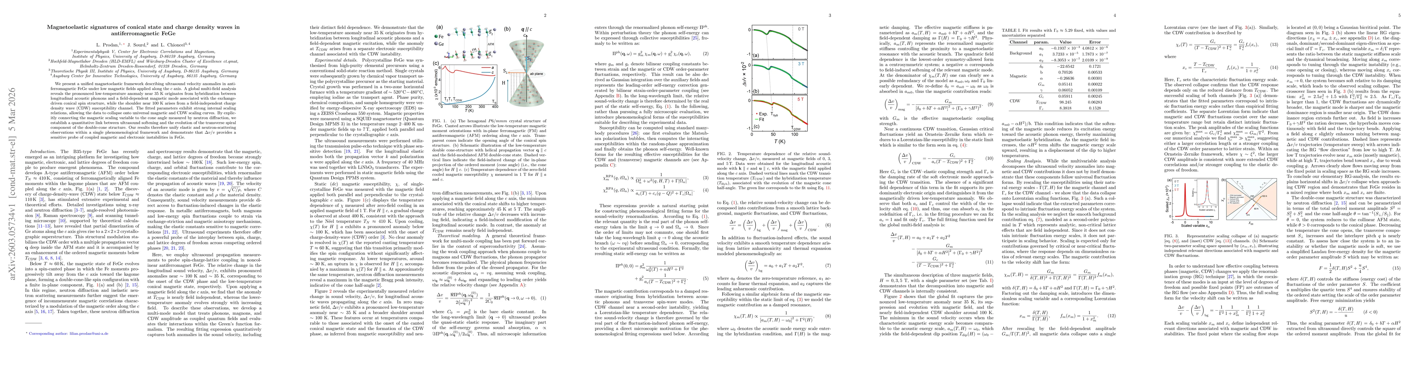 Thumbnail for Magnetoelastic signatures of conical state and charge density waves in antiferromagnetic FeGe