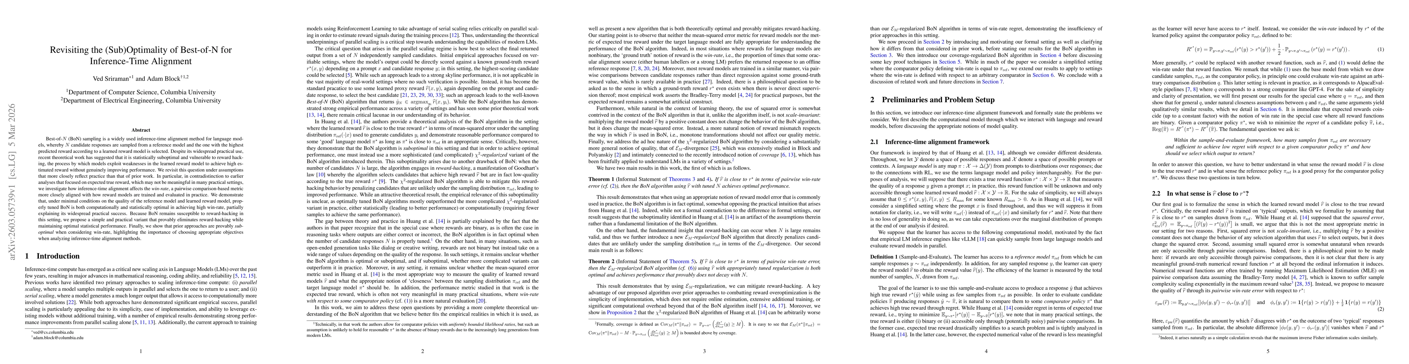 Thumbnail for Revisiting the (Sub)Optimality of Best-of-N for Inference-Time Alignment