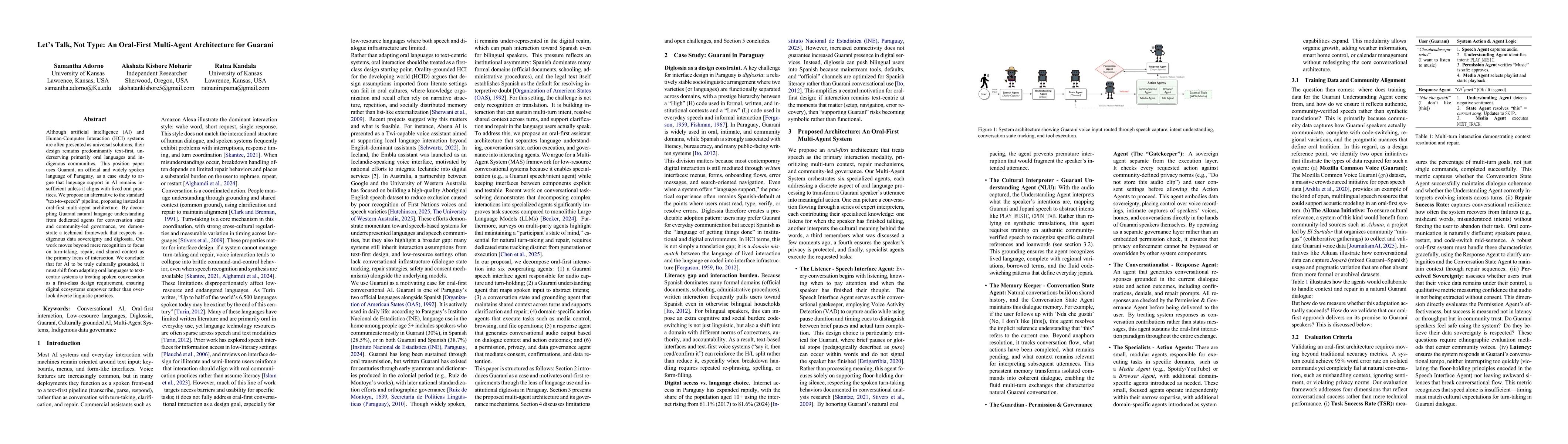 Thumbnail for Let's Talk, Not Type: An Oral-First Multi-Agent Architecture for Guaraní