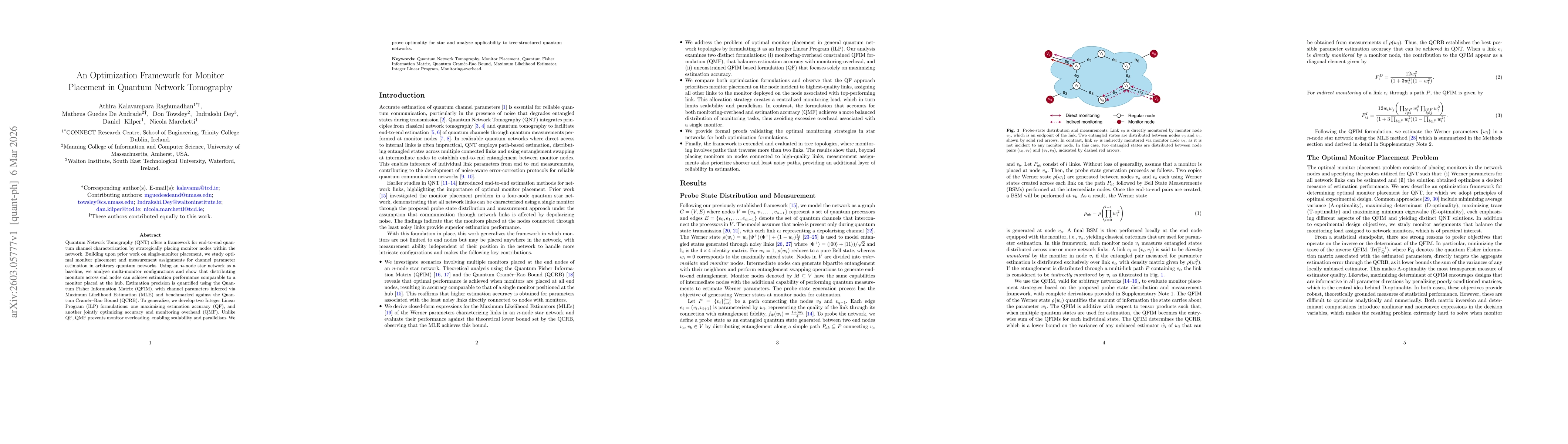 Thumbnail for An Optimization Framework for Monitor Placement in Quantum Network Tomography