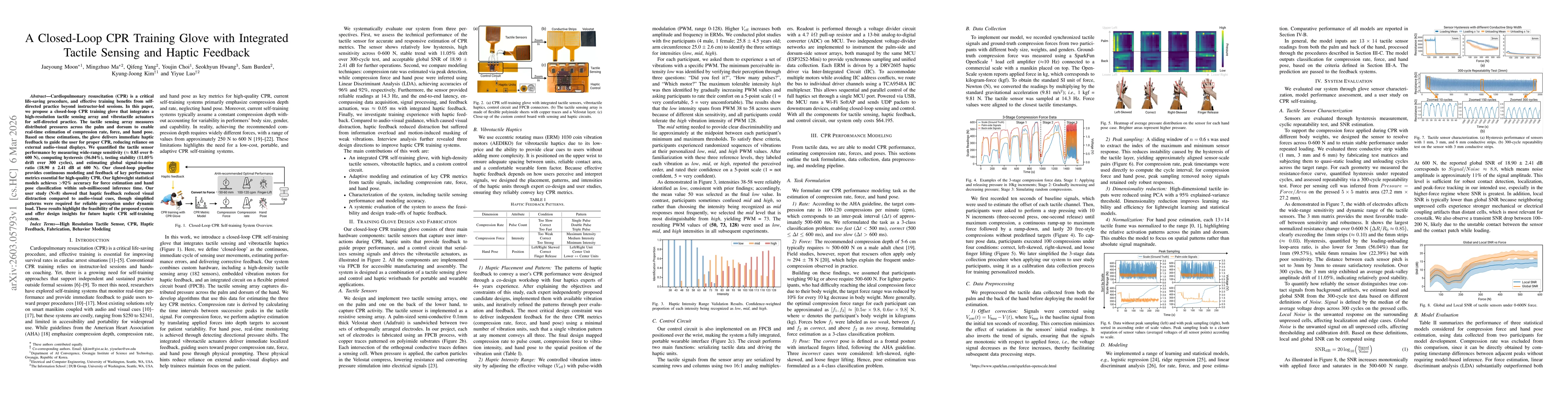 Thumbnail for A Closed-Loop CPR Training Glove with Integrated Tactile Sensing and Haptic Feedback