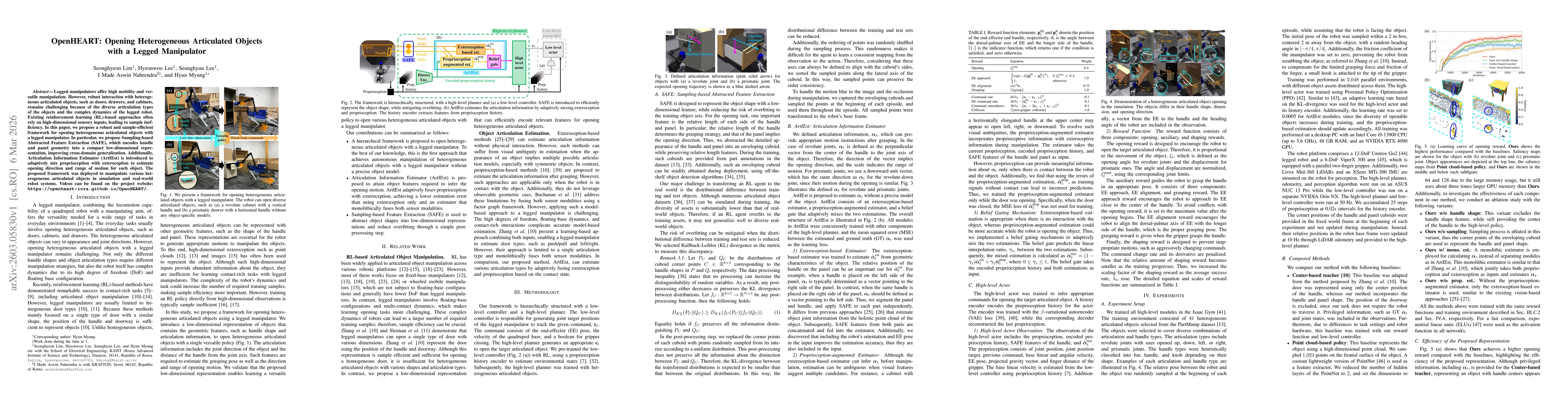 Thumbnail for OpenHEART: Opening Heterogeneous Articulated Objects with a Legged Manipulator