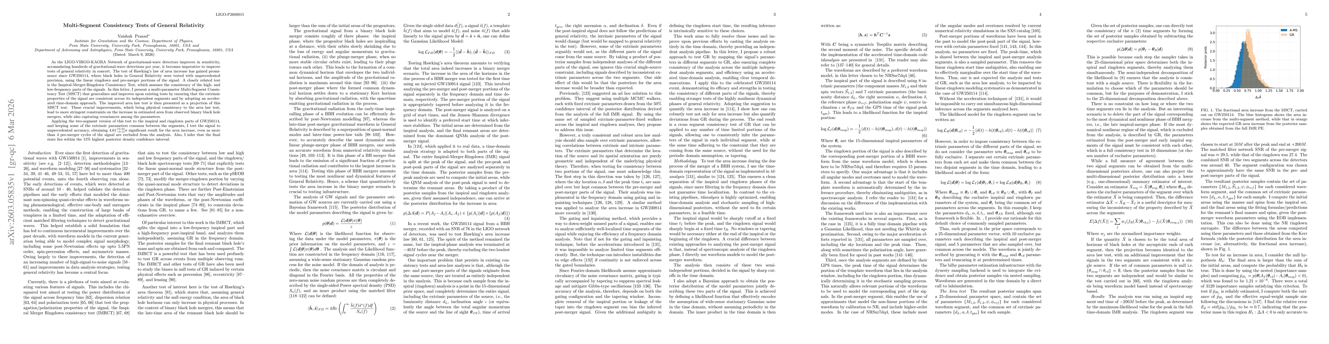Thumbnail for Multi-Segment Consistency Tests of General Relativity