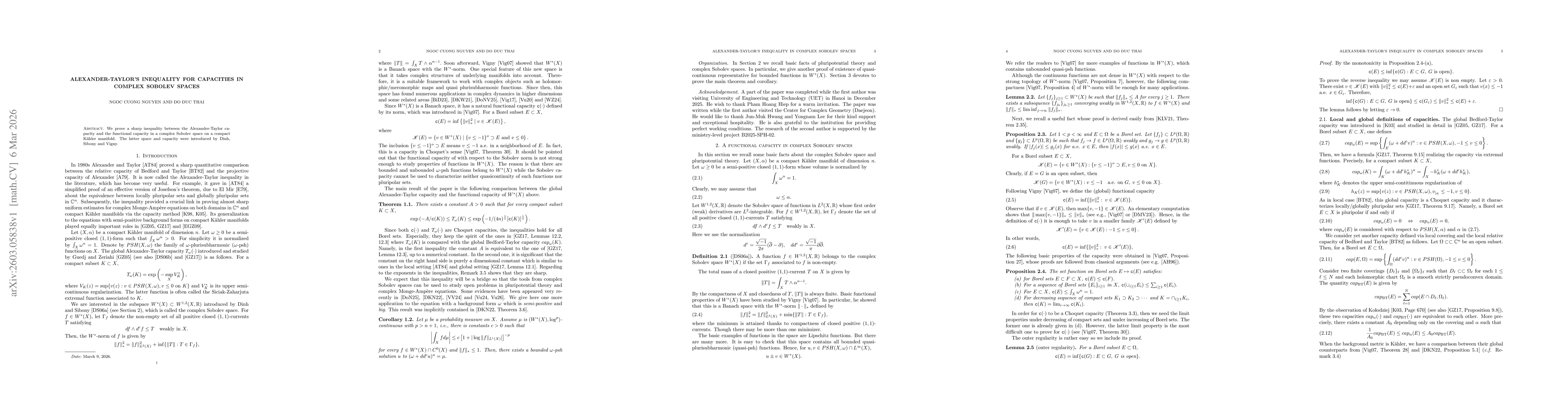 Thumbnail for Alexander-Taylor's inequality for capacities in complex Sobolev spaces