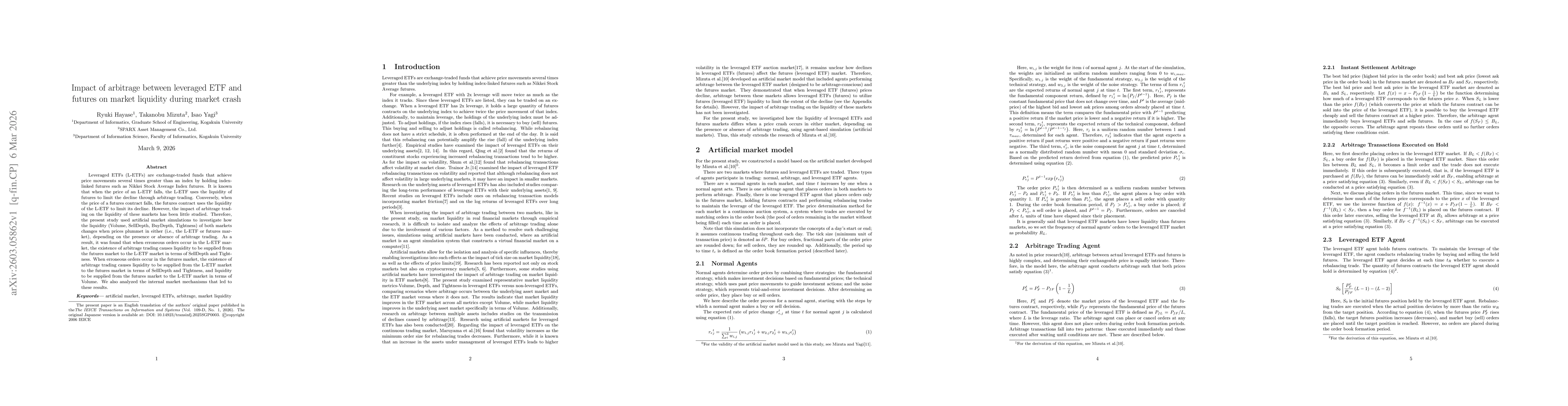 Thumbnail for Impact of arbitrage between leveraged ETF and futures on market liquidity during market crash