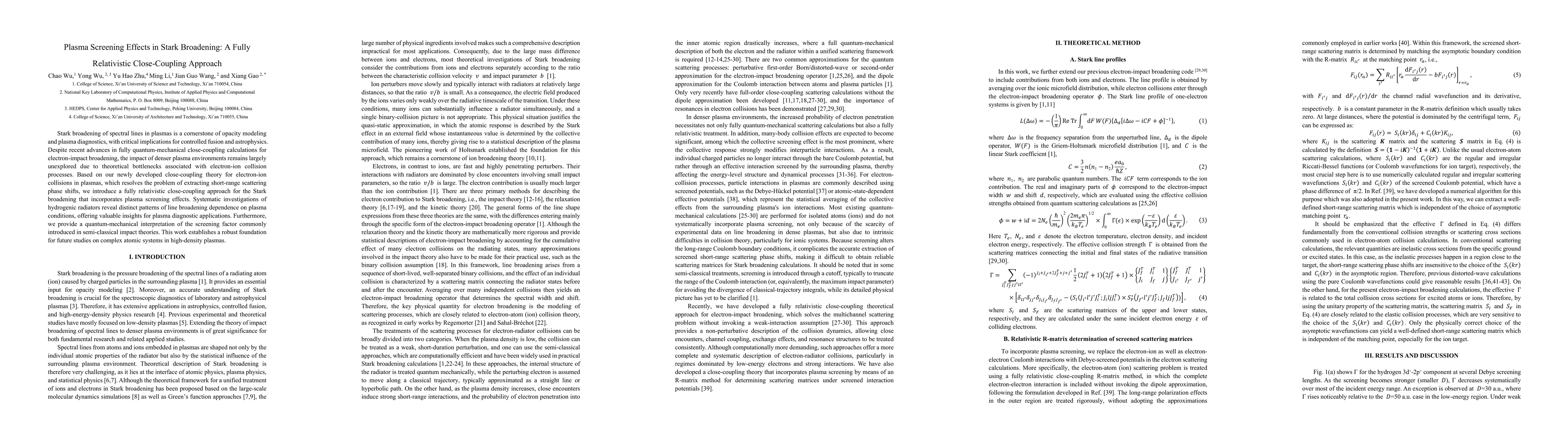 Thumbnail for Plasma Screening Effects in Stark Broadening: A Fully Relativistic Close-Coupling Approach