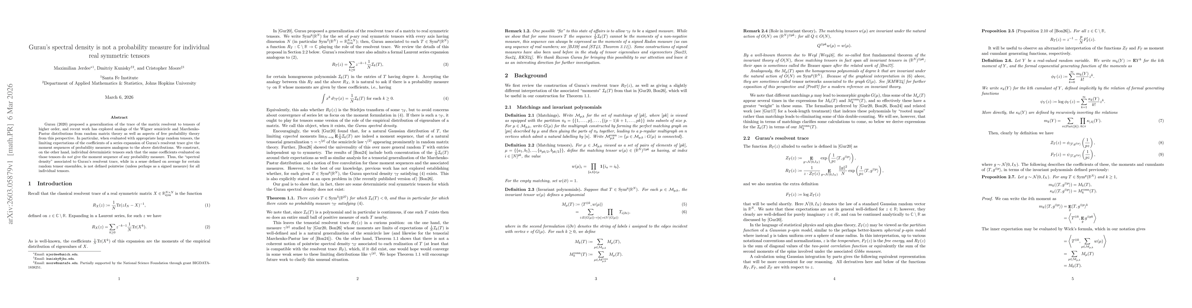 Thumbnail for Gurau's spectral density is not a probability measure for individual real symmetric tensors