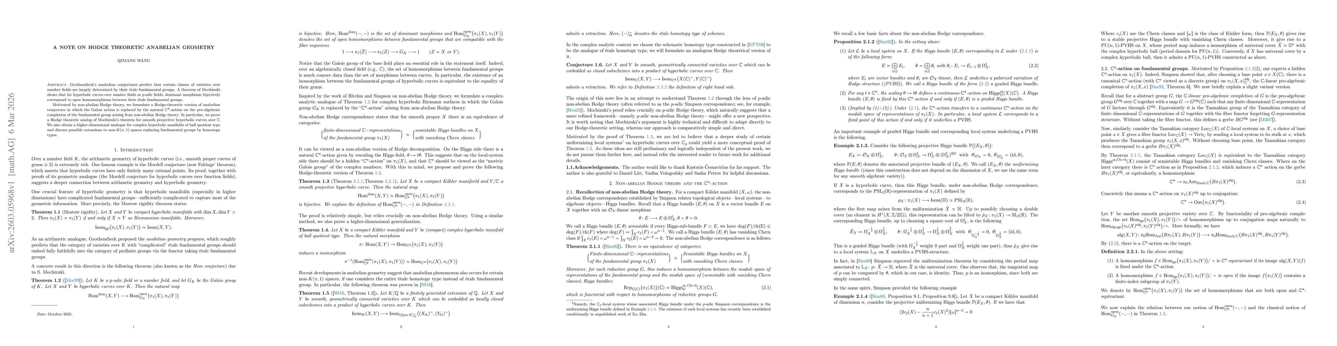 Thumbnail for A Note on Hodge theoretic anabelian geometry