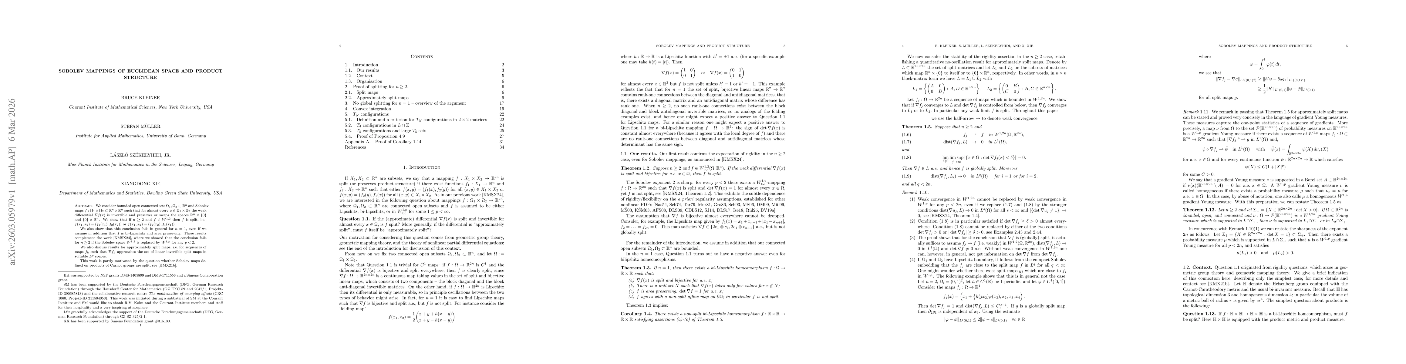 Thumbnail for Sobolev mappings of Euclidean space and product structure