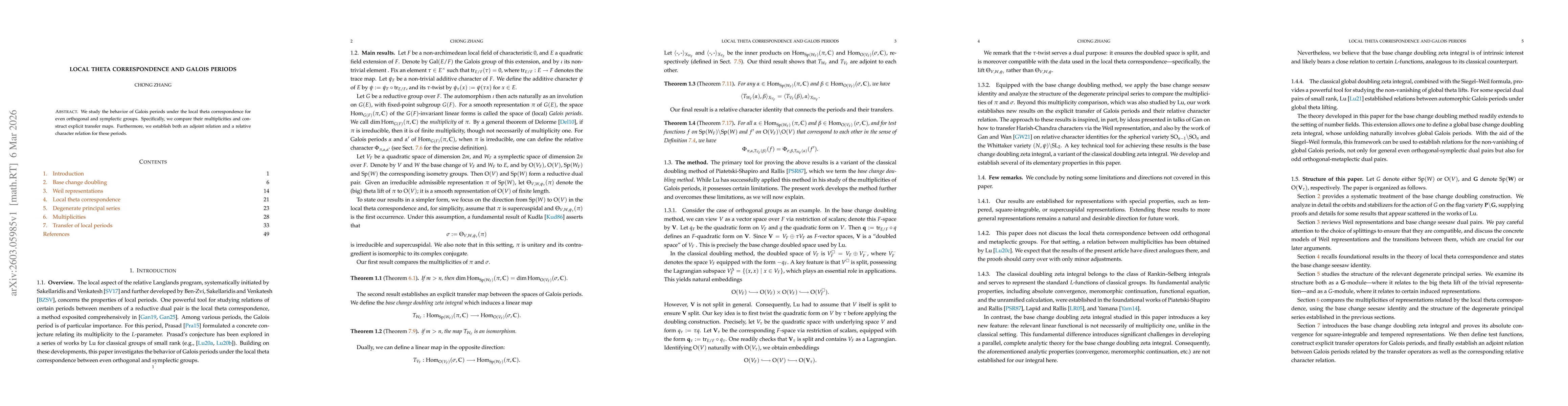 Thumbnail for Local theta correspondence and Galois periods