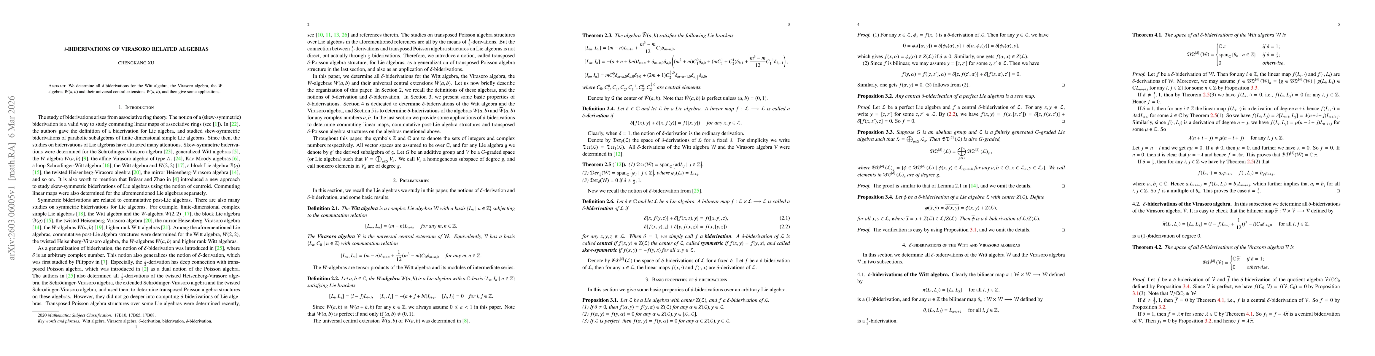 Thumbnail for $δ$-biderivations of Virasoro related algebras