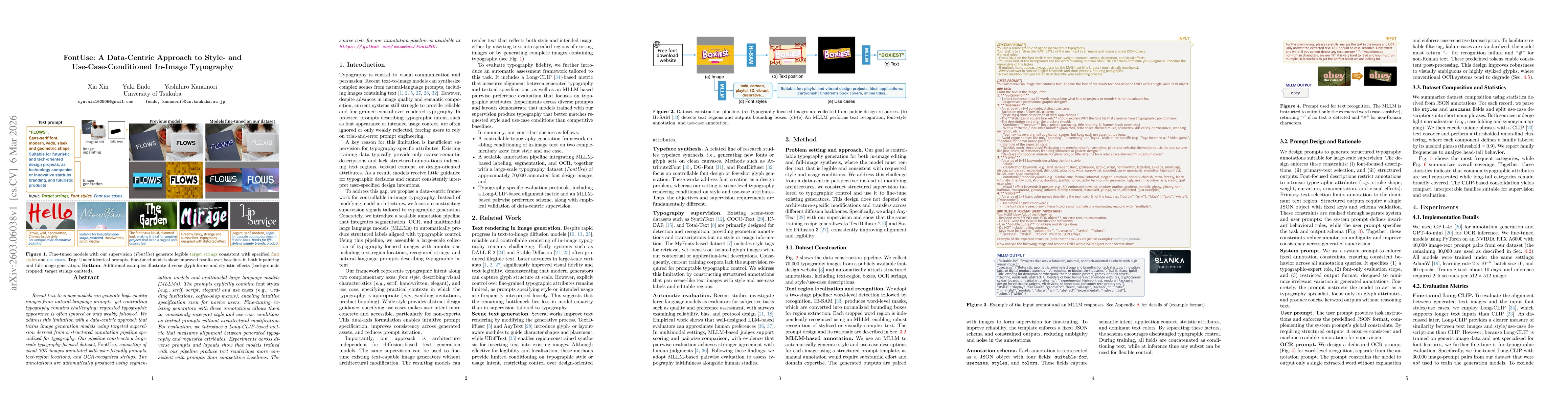 Thumbnail for FontUse: A Data-Centric Approach to Style- and Use-Case-Conditioned In-Image Typography
