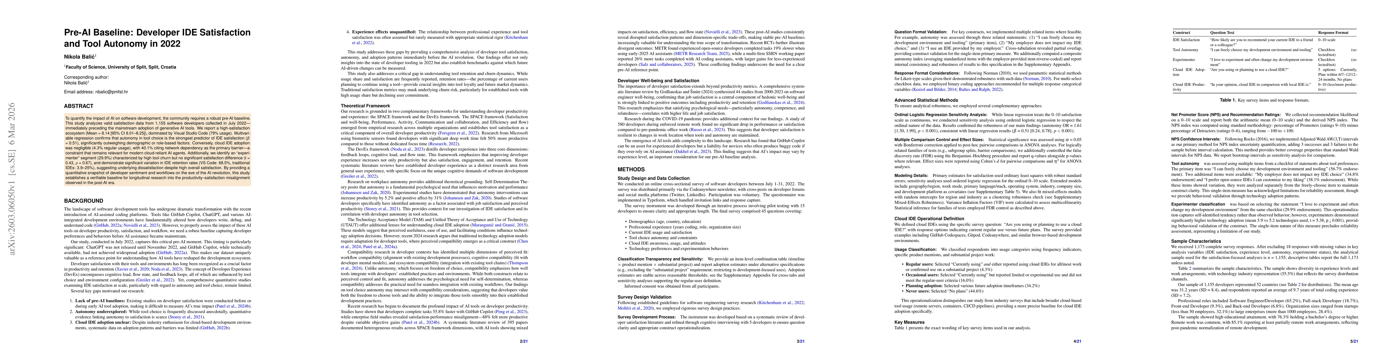 Thumbnail for Pre-AI Baseline: Developer IDE Satisfaction and Tool Autonomy in 2022