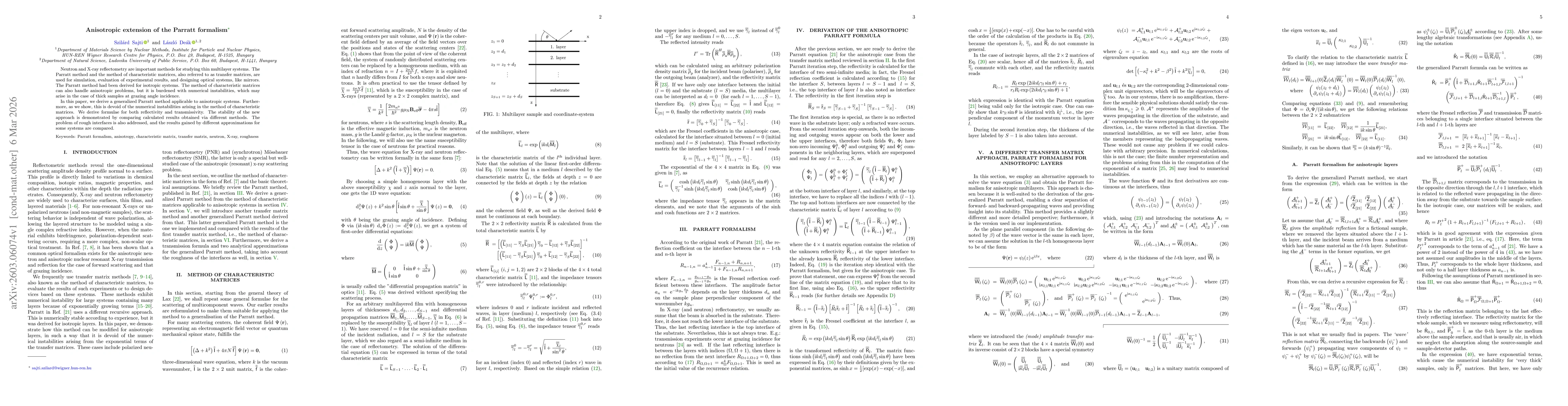 Thumbnail for Anisotropic extension of the Parratt formalism