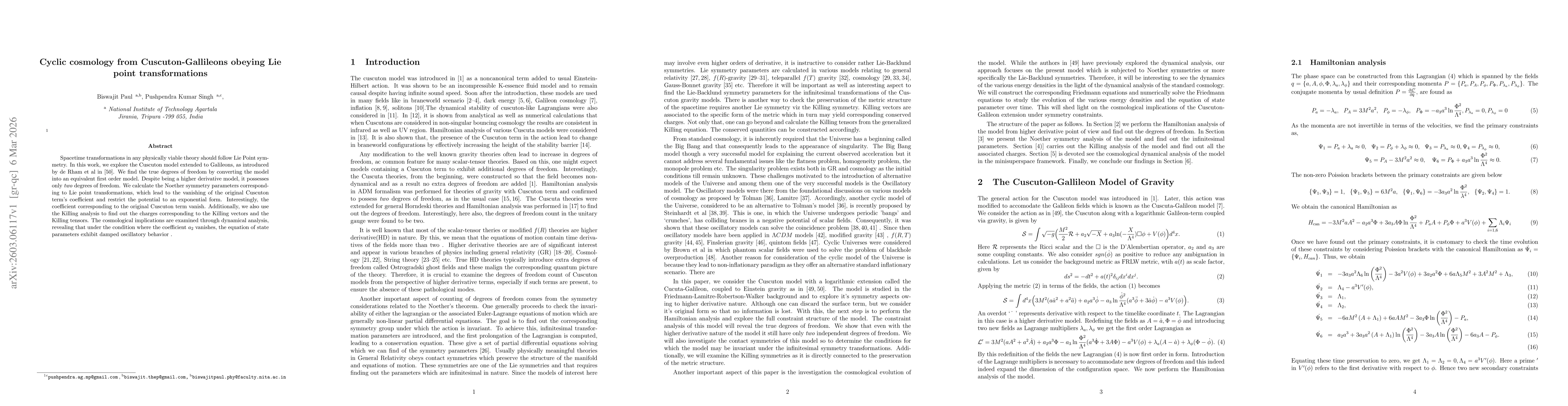 Thumbnail for Cyclic cosmology from Cuscuton-Gallileons subjected to Lie point transformations