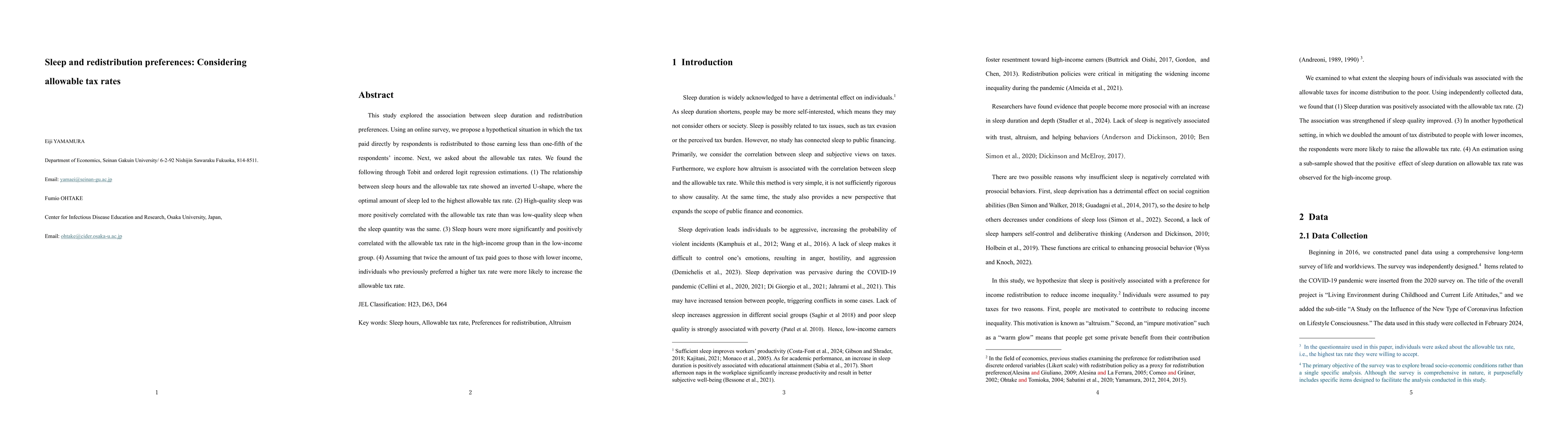 Thumbnail for Sleep and redistribution preferences: Considering allowable tax rates