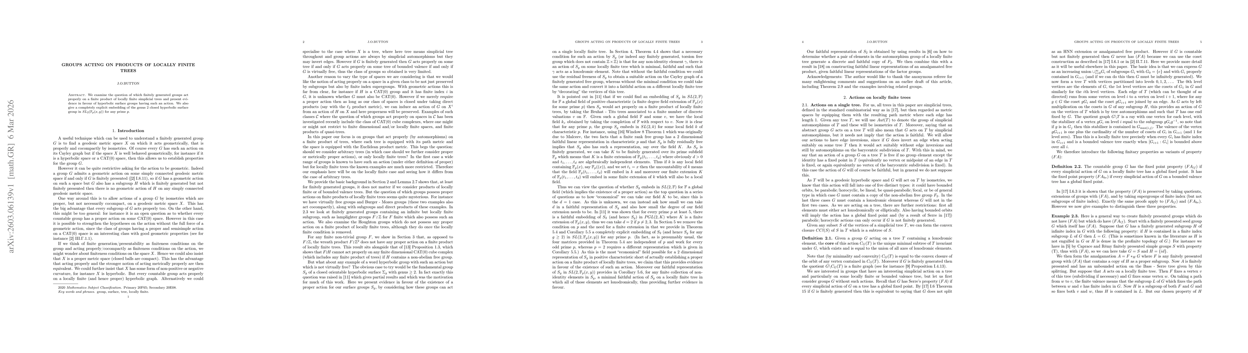 Thumbnail for Groups acting on products of locally finite trees