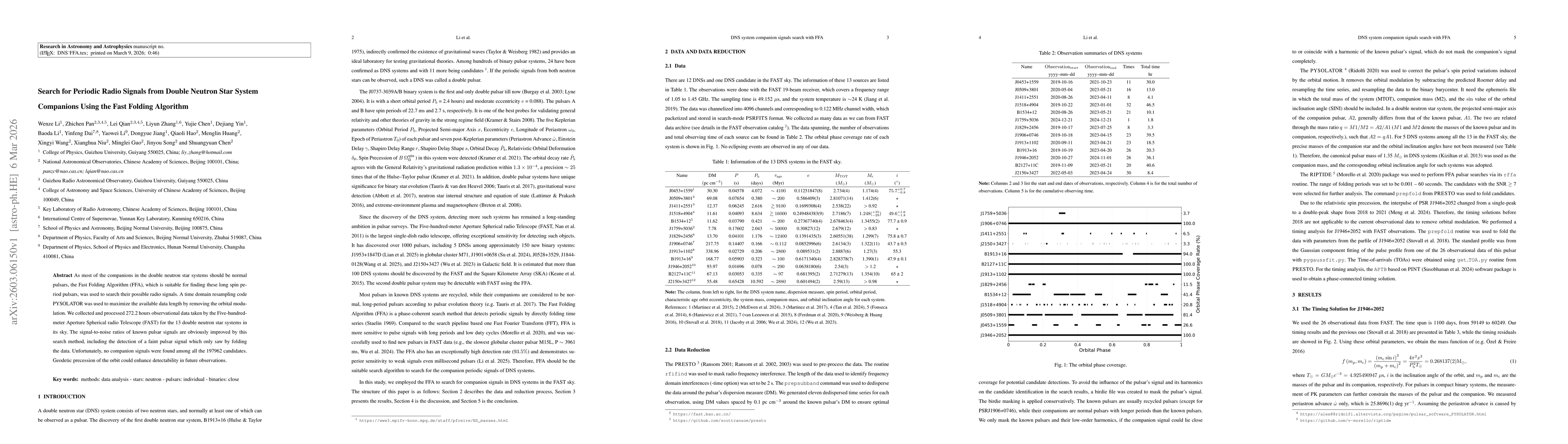 Thumbnail for Search for Periodic Radio Signals from Double Neutron Star System Companions Using the Fast Folding Algorithm