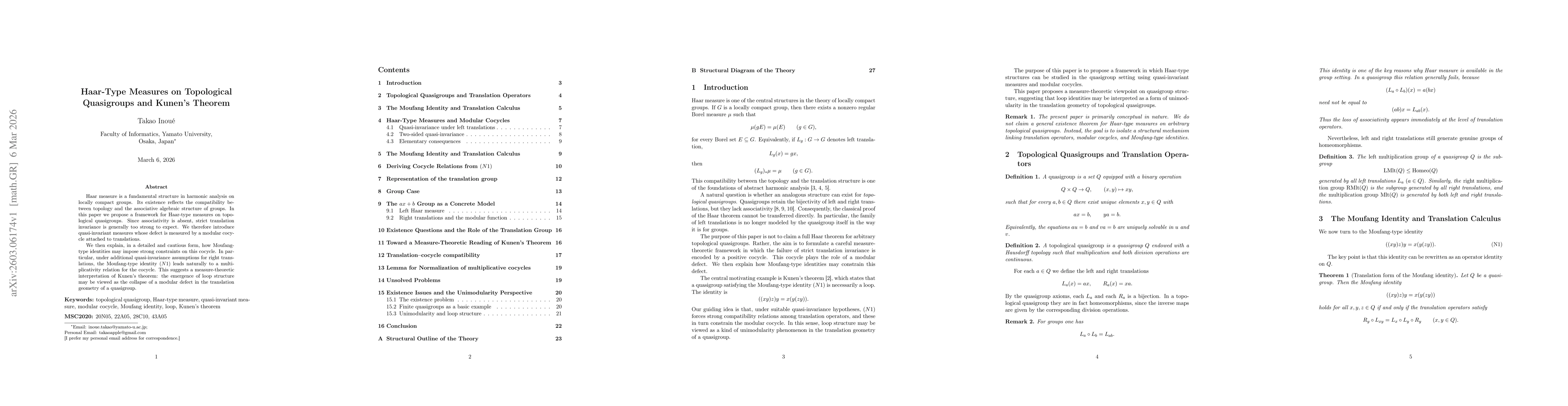 Thumbnail for Haar-Type Measures on Topological Quasigroups and Kunen's Theorem
