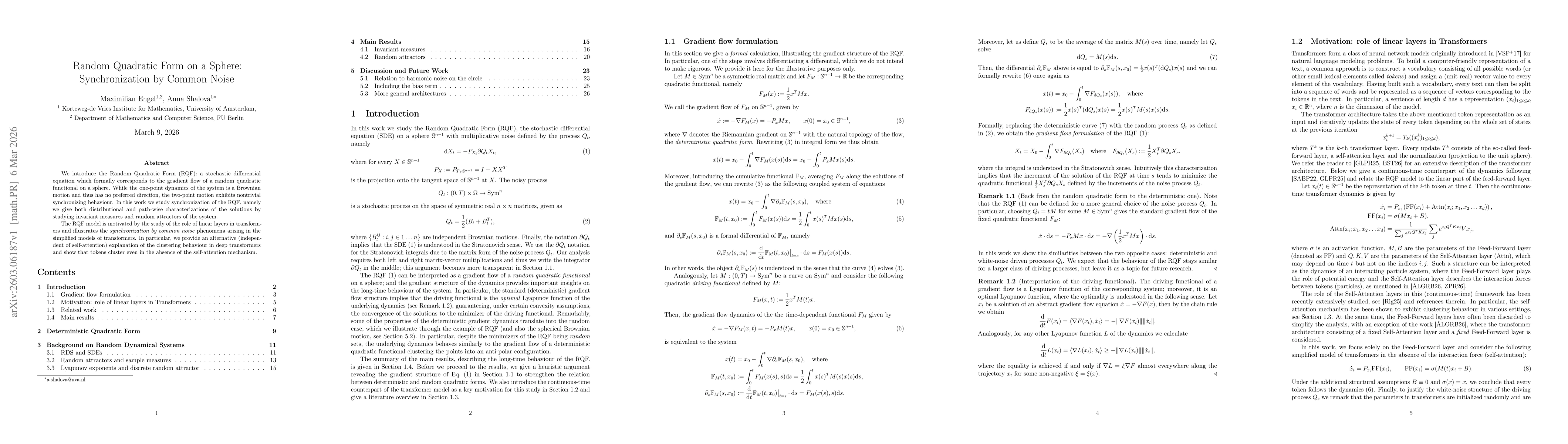 Thumbnail for Random Quadratic Form on a Sphere: Synchronization by Common Noise