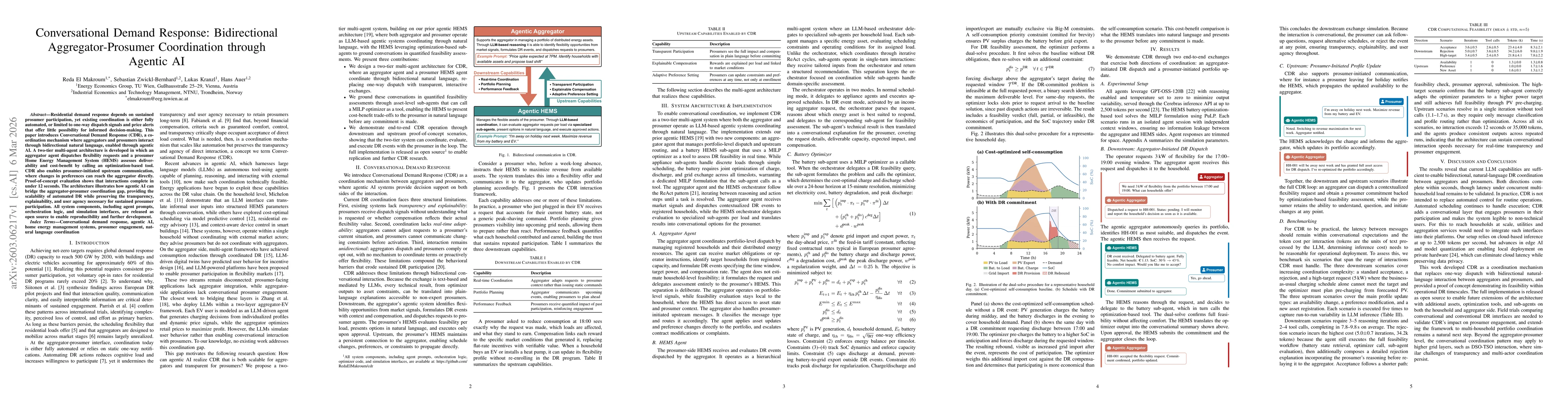 Thumbnail for Conversational Demand Response: Bidirectional Aggregator-Prosumer Coordination through Agentic AI