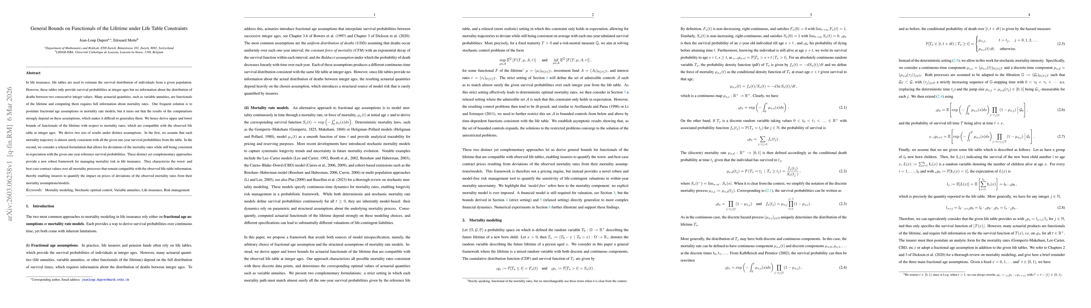 Thumbnail for General Bounds on Functionals of the Lifetime under Life Table Constraints