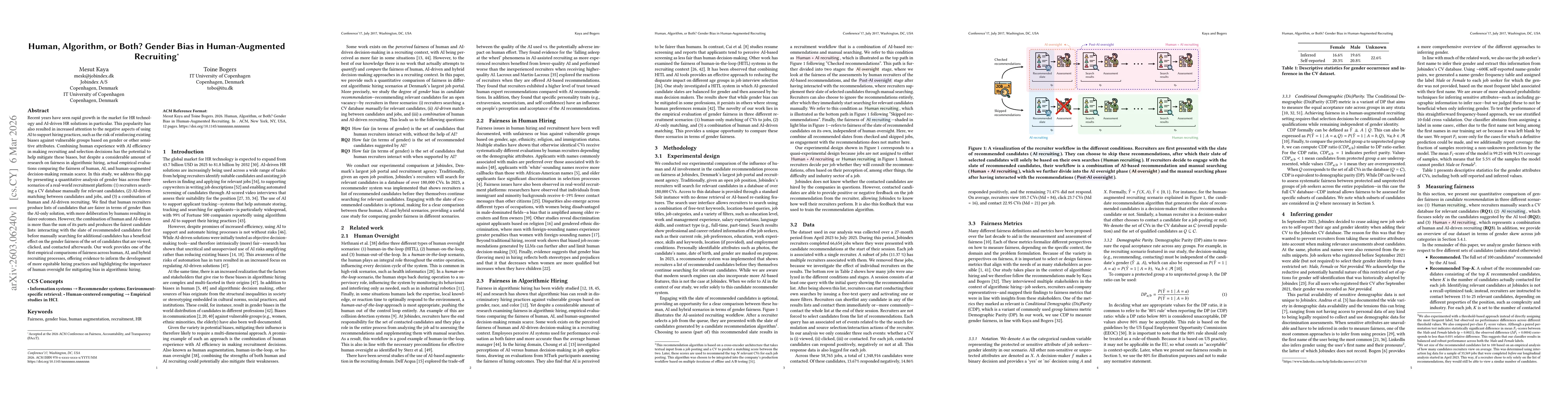 Thumbnail for Human, Algorithm, or Both? Gender Bias in Human-Augmented Recruiting