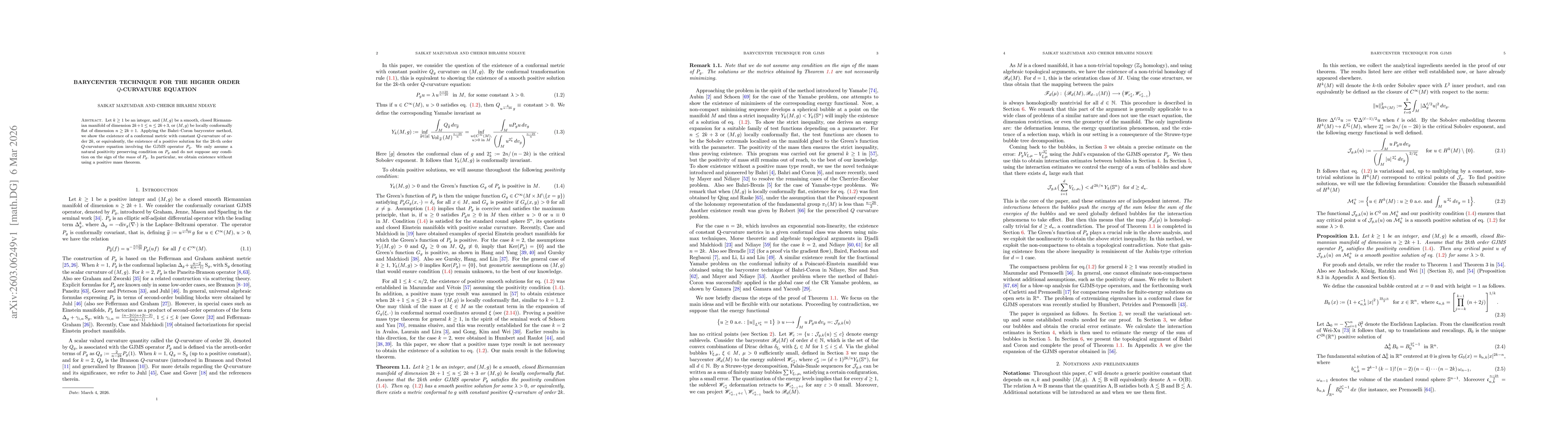 Thumbnail for Barycenter technique for the higher order $Q$-curvature equation