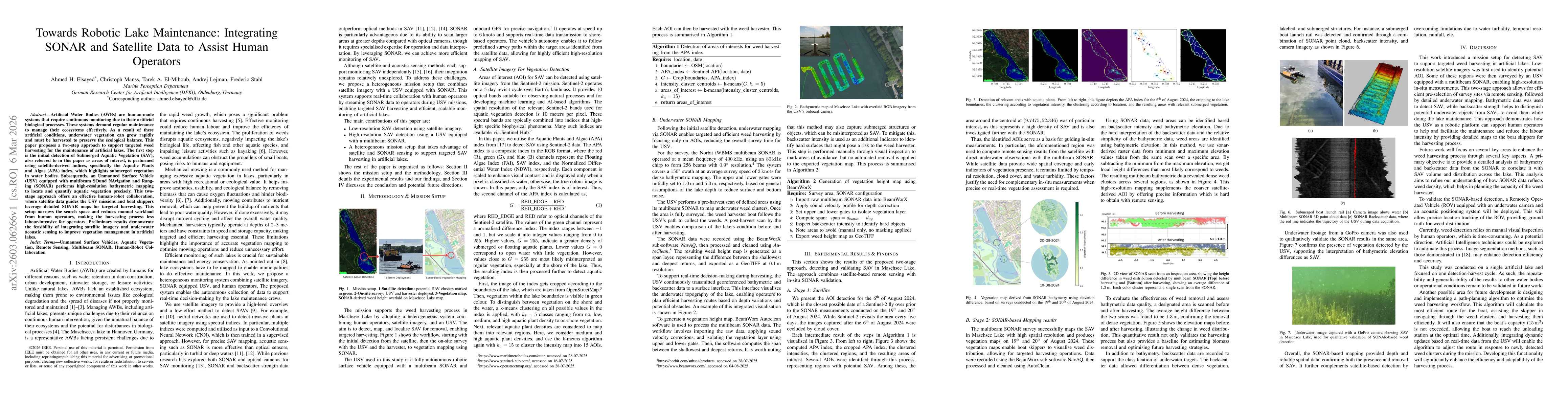 Thumbnail for Towards Robotic Lake Maintenance: Integrating SONAR and Satellite Data to Assist Human Operators