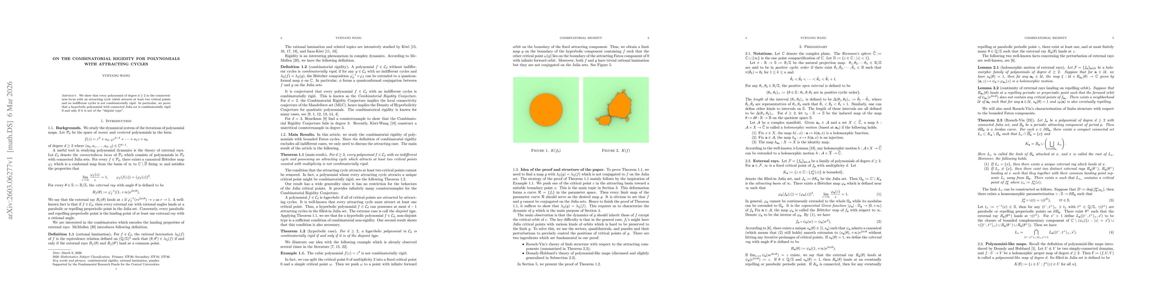 Thumbnail for On the Combinatorial Rigidity for Polynomials with Attracting Cycles