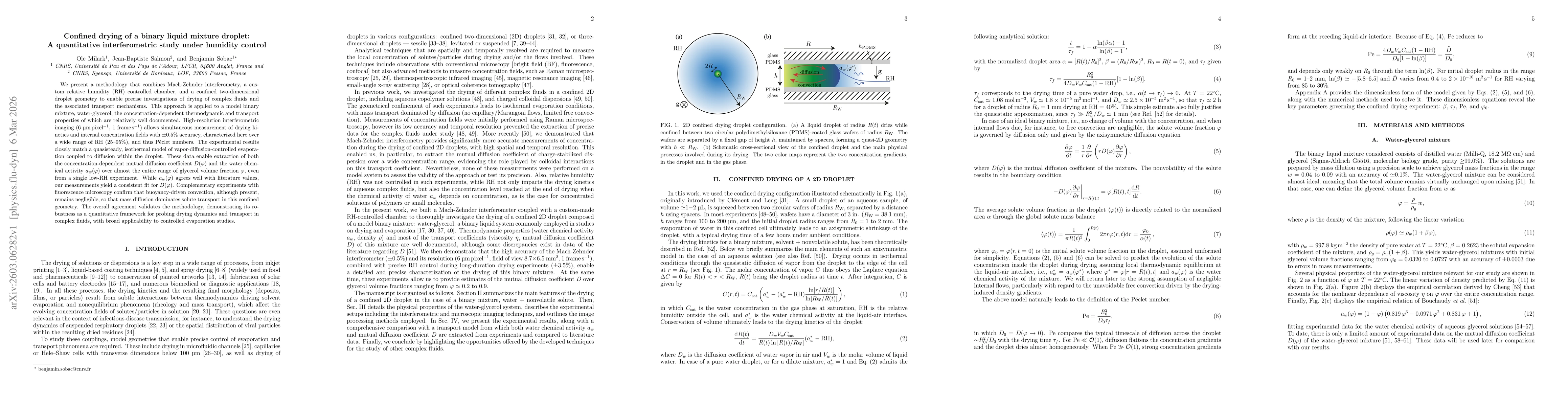 Thumbnail for Confined drying of a binary liquid mixture droplet: A quantitative interferometric study under humidity control