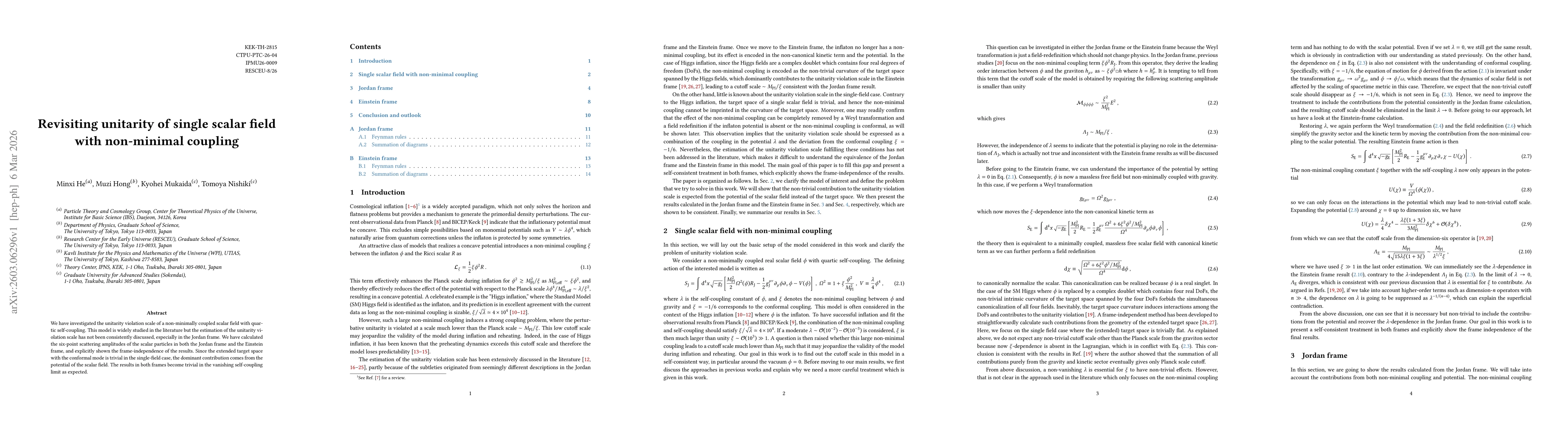 Thumbnail for Revisiting unitarity of single scalar field with non-minimal coupling