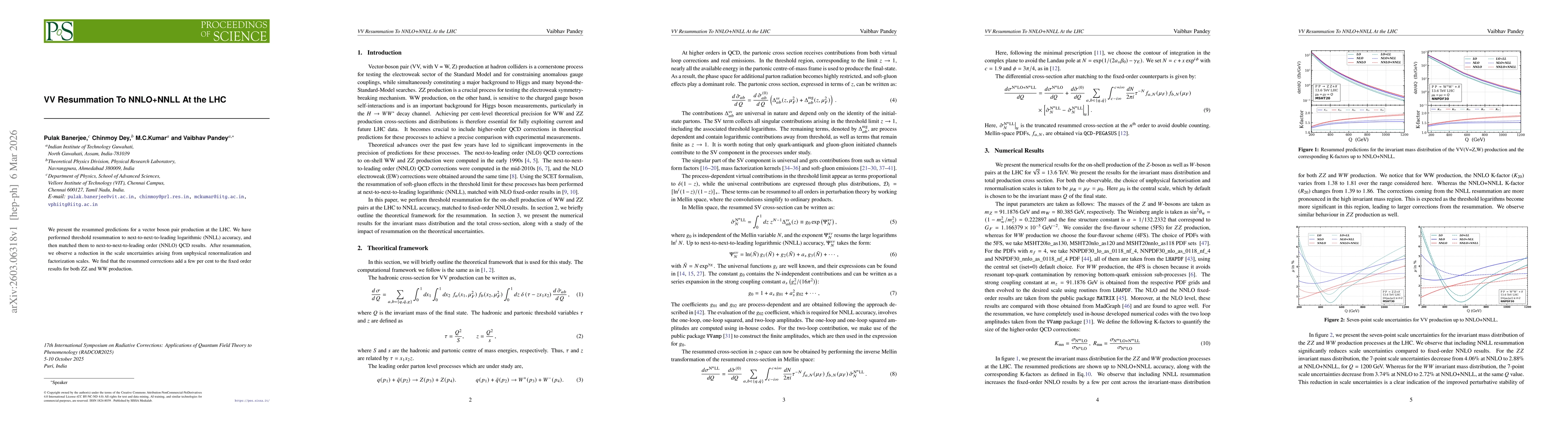 Thumbnail for VV Resummation To NNLO+NNLL At the LHC