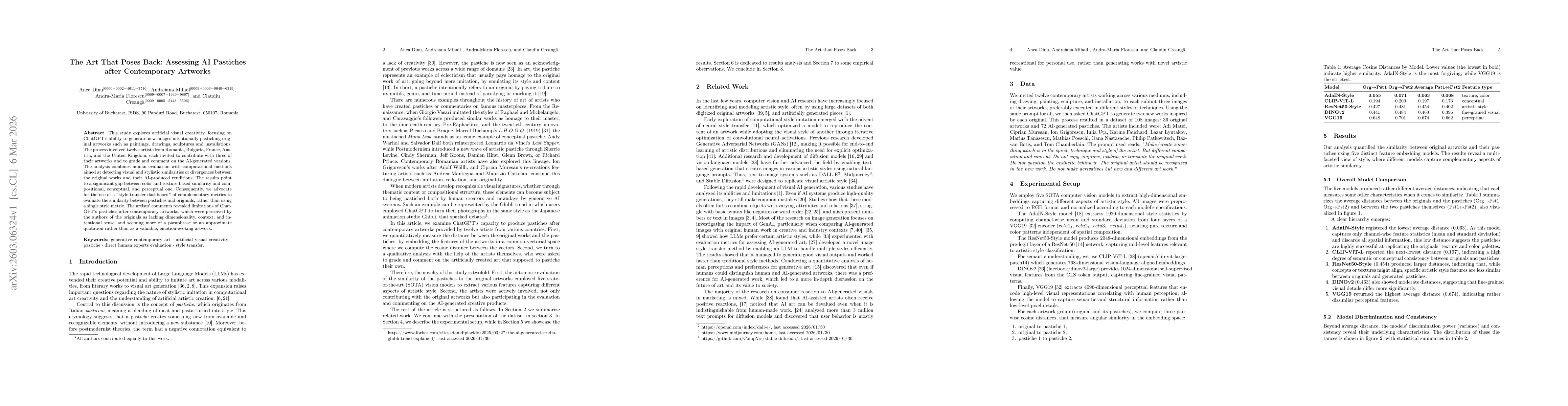 Thumbnail for The Art That Poses Back: Assessing AI Pastiches after Contemporary Artworks