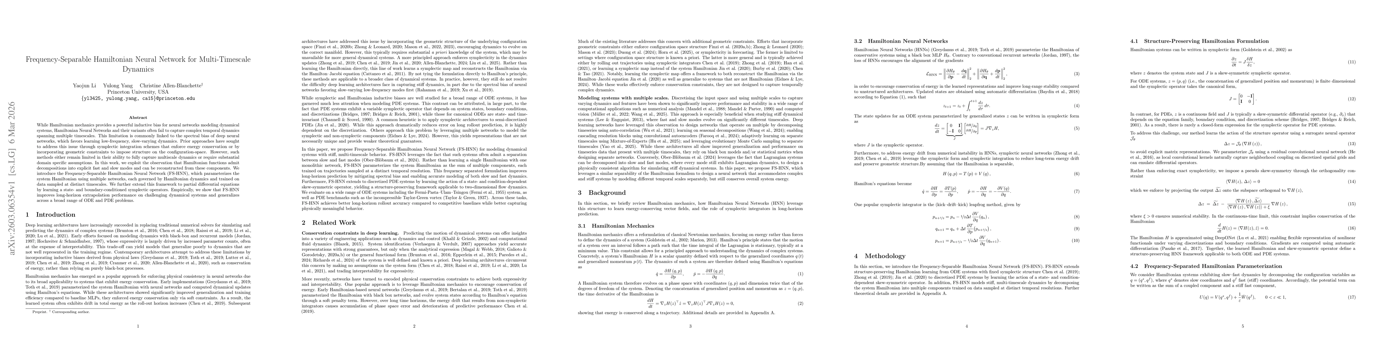 Thumbnail for Frequency-Separable Hamiltonian Neural Network for Multi-Timescale Dynamics