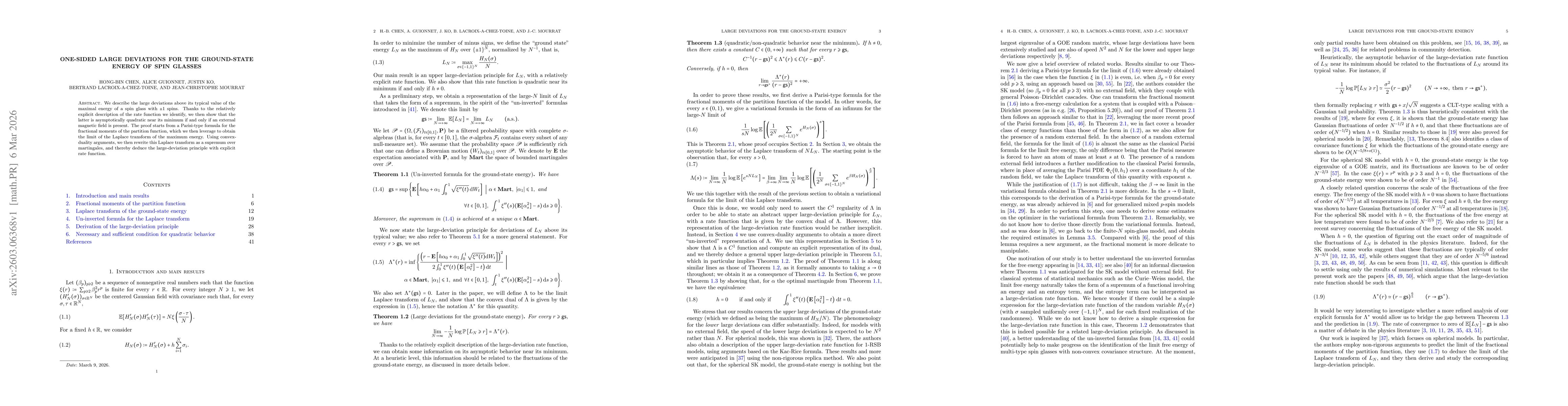 Thumbnail for One-sided large deviations for the ground-state energy of spin glasses